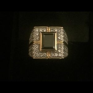 Men's 925 Sterling Sapphire Diamonds Ring Size 10